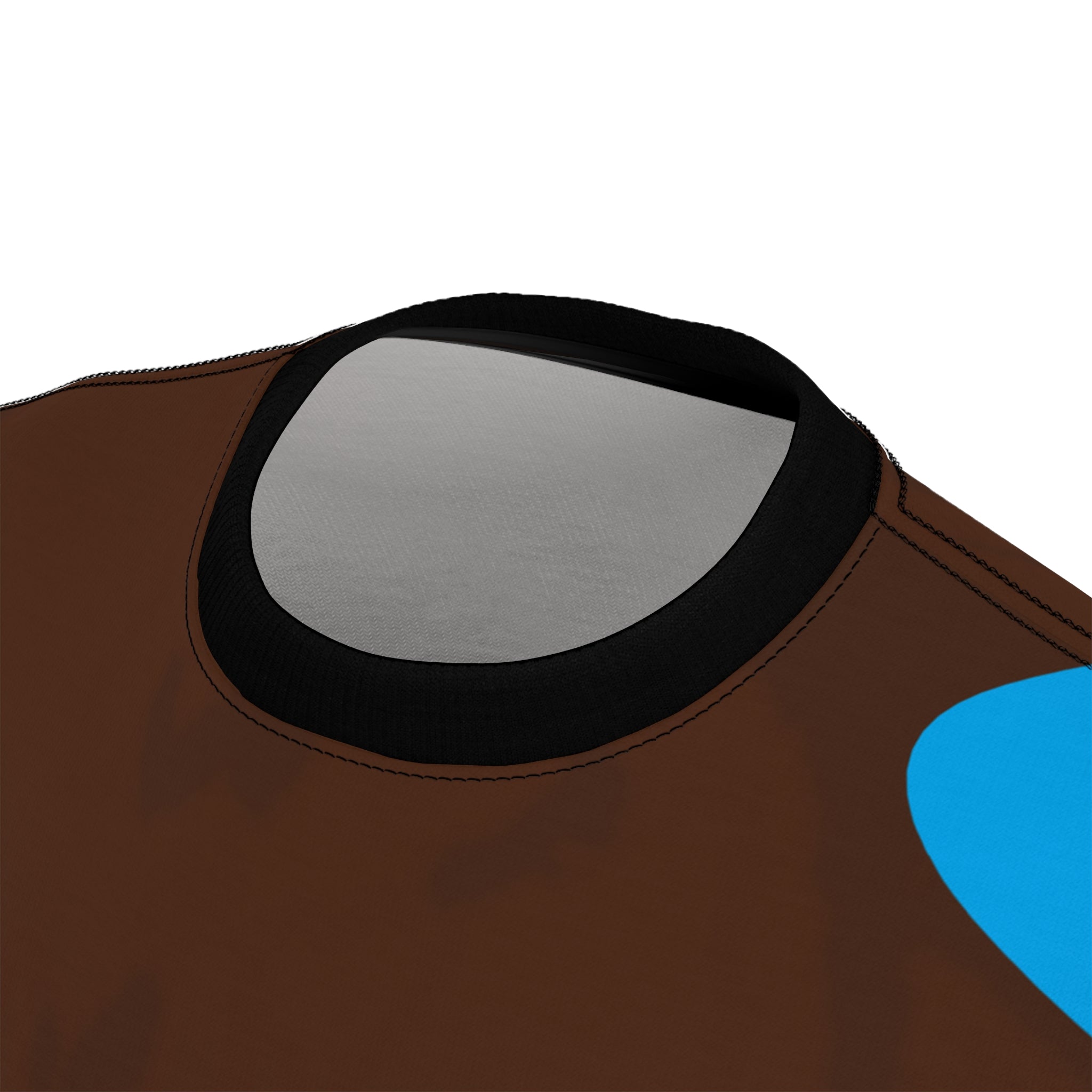 Abstract Blue Splash T‑Shirt — All‑Over Print Brown Tee